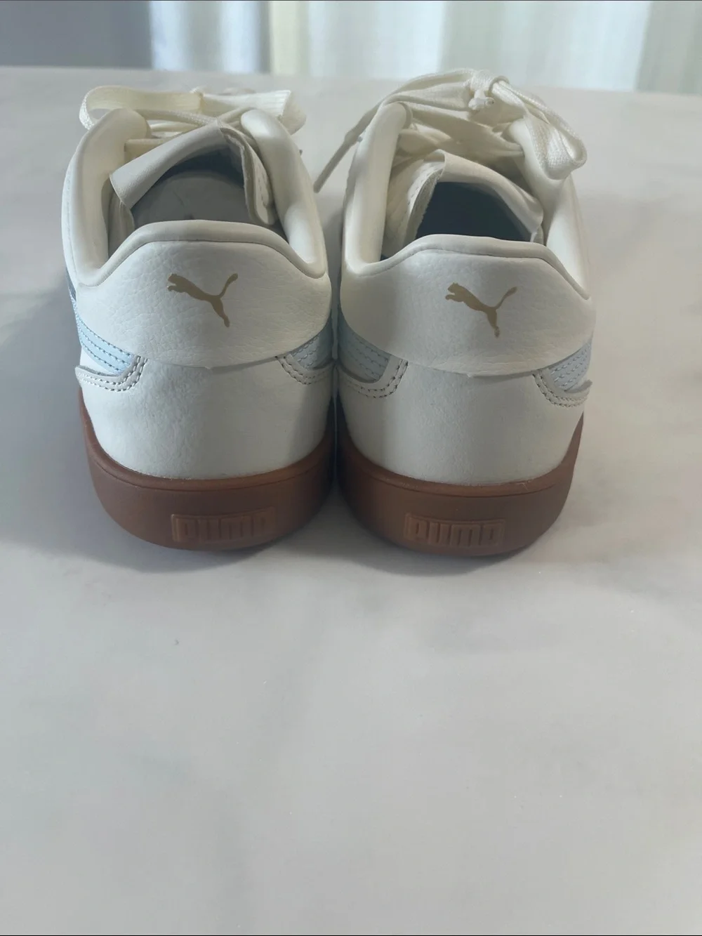PUMA White & Light Blue Classic Court Sneaker